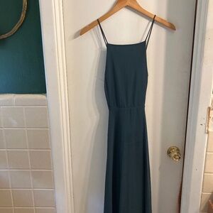 Green floor length bridesmaid dress